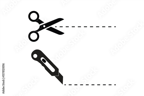 icon scissors & cutter. vector illustration