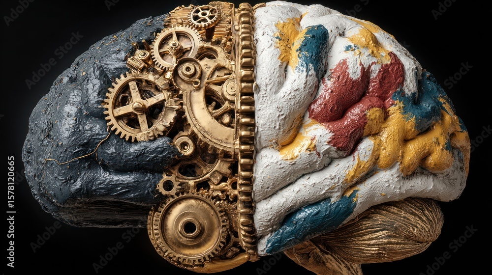 Fototapeta premium Mechanical brain with world map