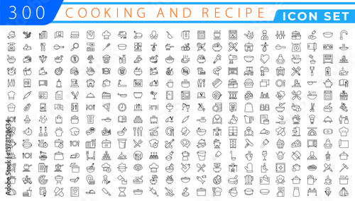 Premium Cooking and Recipe Icons – Line, Outline, Minimal, Vector – Kitchen, Chef, Food, Baking, Restaurant UI Icons