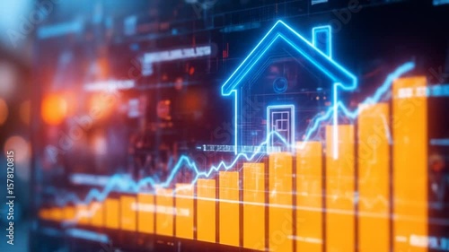 Real Estate Market Surge: Abstract Visualization of Housing Price Growth and Investment