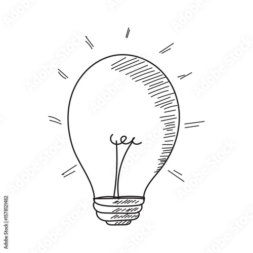 Hand-drawn light bulb illustration.