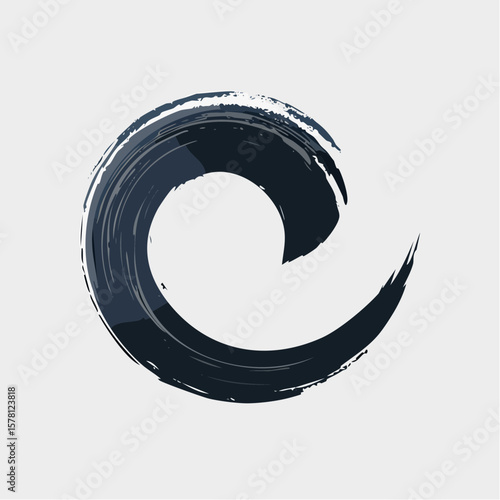 Vector brush stroke in bold black ink, dynamic and textured paintbrush effect, curved brush 