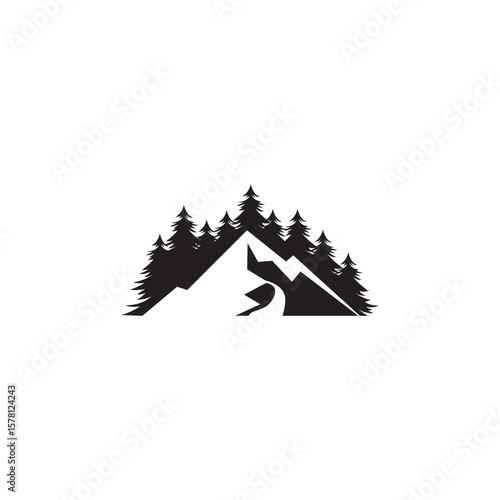 Mountain and forest vector template climber simple logo idea