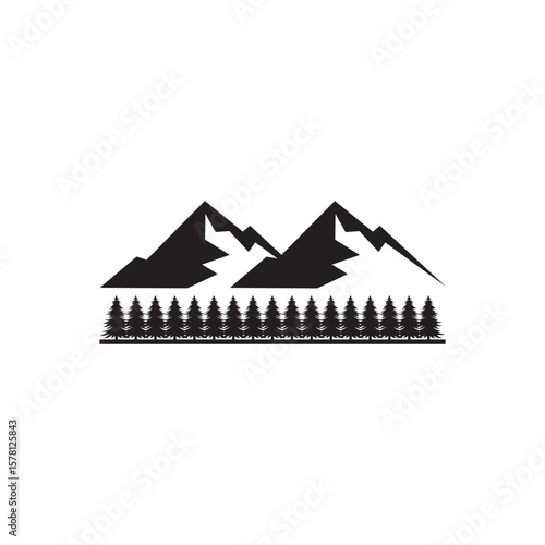 Mountain and forest vector template climber simple logo idea