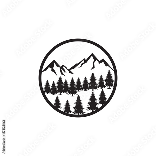 Mountain and forest vector template climber simple logo idea