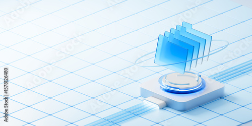 Abstract 3D Data Visualization Technology, folder security, important data, presentation