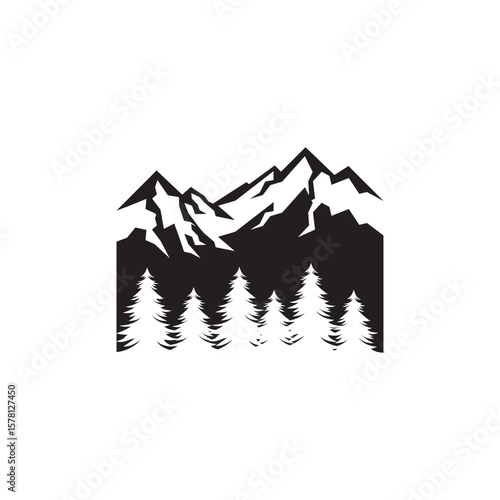 Mountain and forest vector template climber simple logo idea