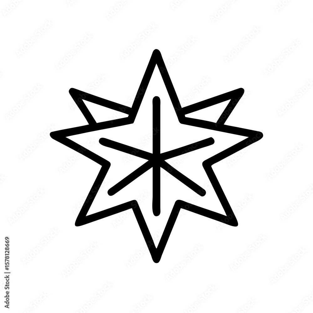 Obraz premium A minimalist vector outline of a star showcases a six-pointed star, exuding geometric elegance and versatility.