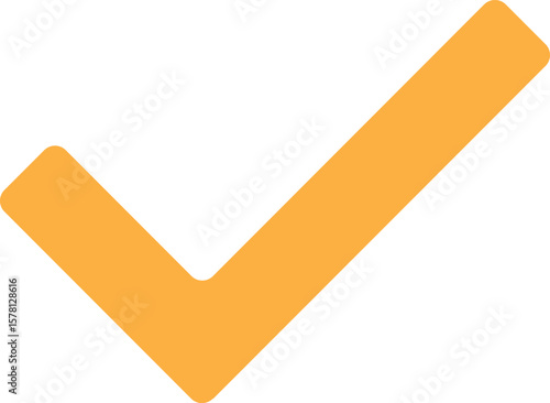 A simple orange check mark symbol on a clean white background