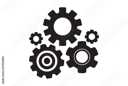 Three gear icon vectors. gear icon silhouette vector on white background