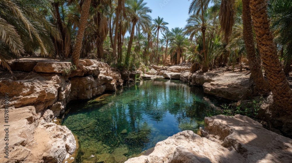 Naklejka premium Oasis with crystal-clear pool