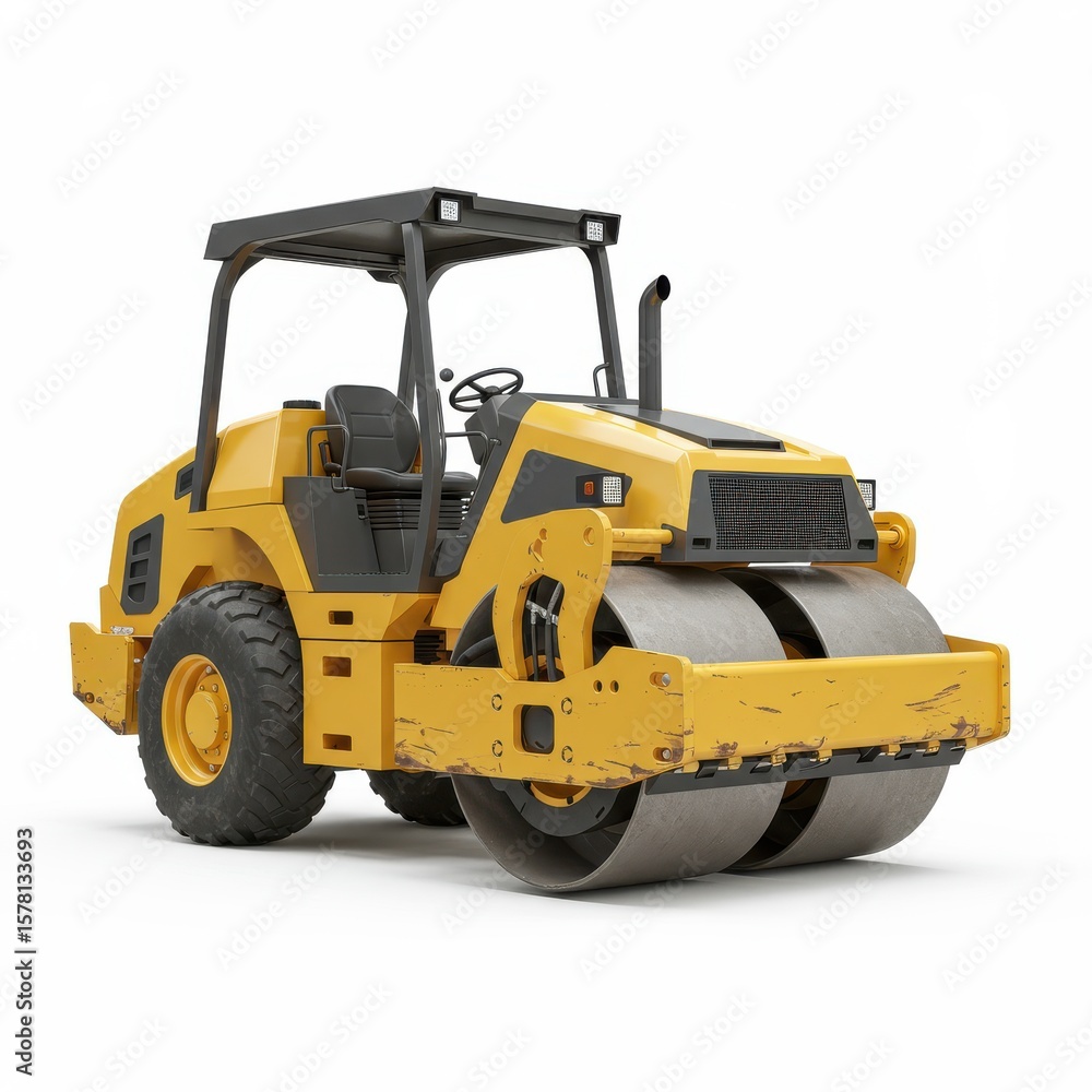 Fototapeta premium Heavy-duty Construction Roller on White Background with Detail