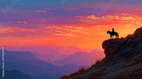 Silhouette rider at sunset