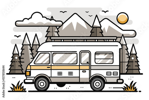 Cozy forest retreat with camper van, perfect for travel lovers