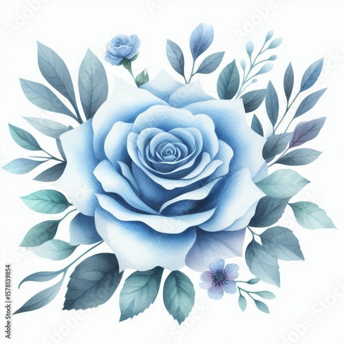 White rose on blue background