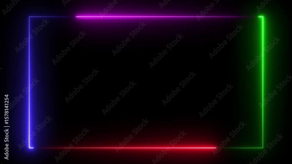 Neon rectangle picture frame on a black background. Glowing frames sign collection for web design, app, game and interface. Neon rectangle picture frame on a black background. Glowing frames sign collection for web design, app, game and interface.