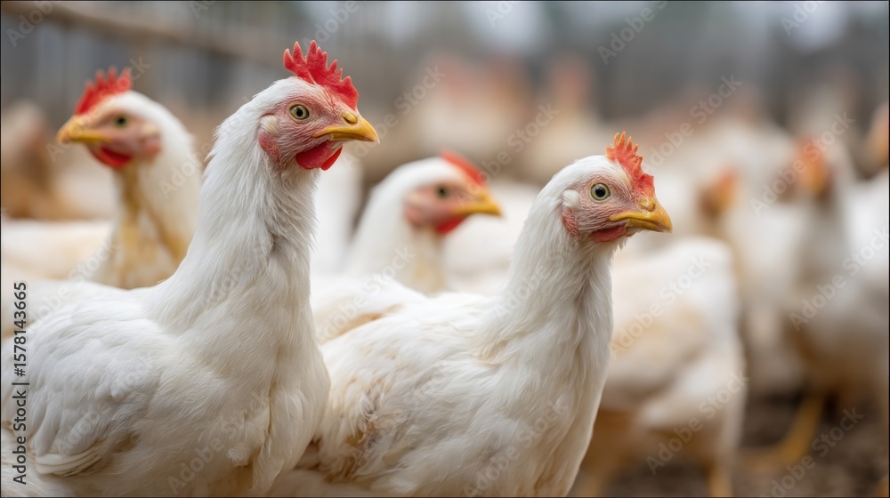 Fototapeta premium White chickens closeup