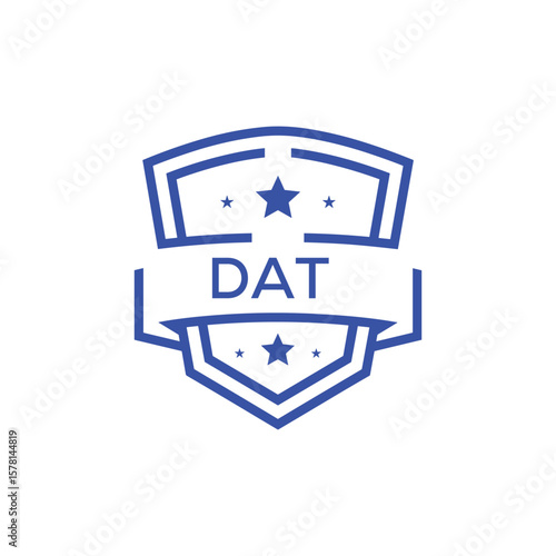 Classic Shield Logo with Stars and DAT Letters – Premium Badge or Security Brand Identity. DAT Letter Logo.
