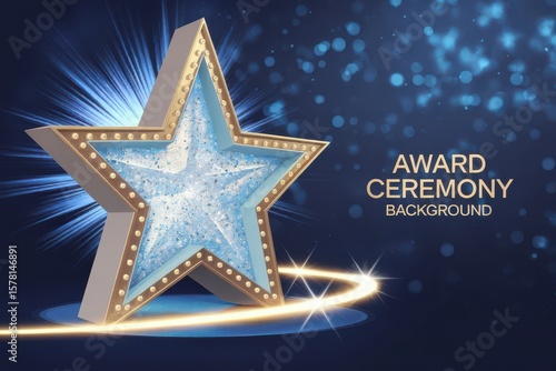 Elegant luminous star with a light trail on a serene gradient background