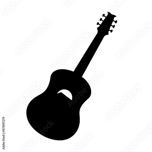 Acoustic Guitar Silhouette with Cutaway Design, a Musical Instrument Icon