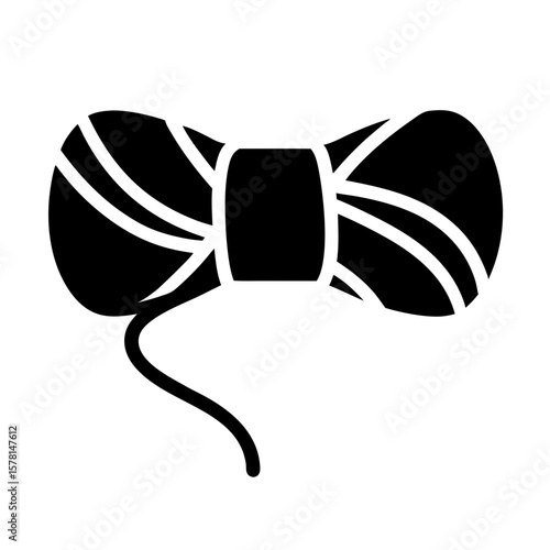 Stylized black and white image of yarn or string skein design
