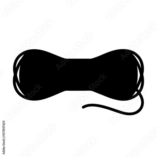 Stylized monochromatic silhouette of a skein or ball of yarn or wool