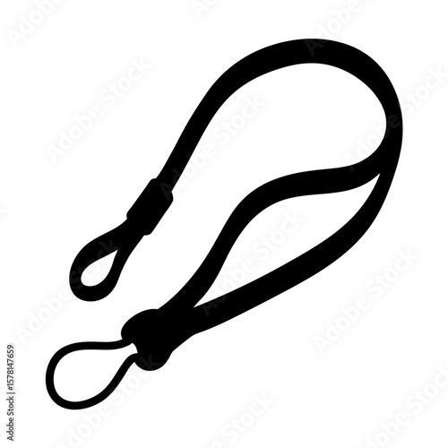 Black lanyard with loops for holding items, isolated on white background