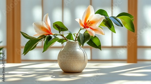 Sunlit Flowers in Ceramic Vase