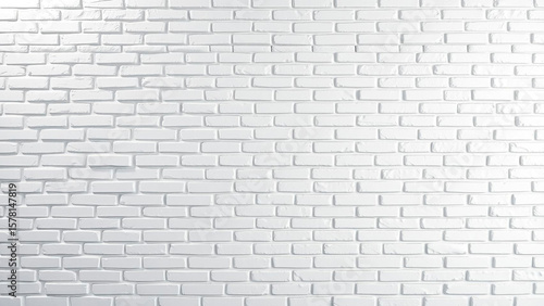 A full frame view of a white painted brick wall with visible mortar joints and a clean appearance