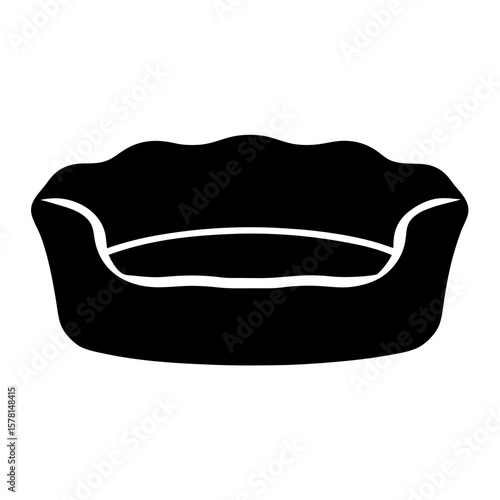 Black stylized silhouette of a comfortable dog bed or pet cushion