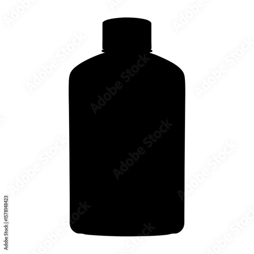 Silhouette of a bottle suitable for medicine, cleaning products, or soap