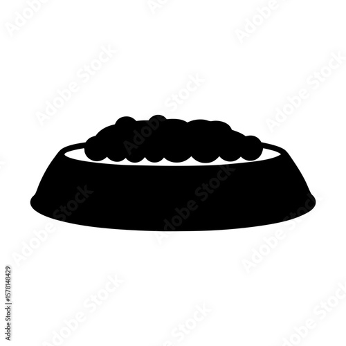 Black silhouette of a pet food bowl filled with tasty kibble
