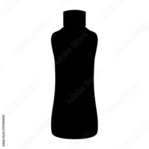 Black silhouette of a plastic bottle for liquid household chemicals or cosmetics