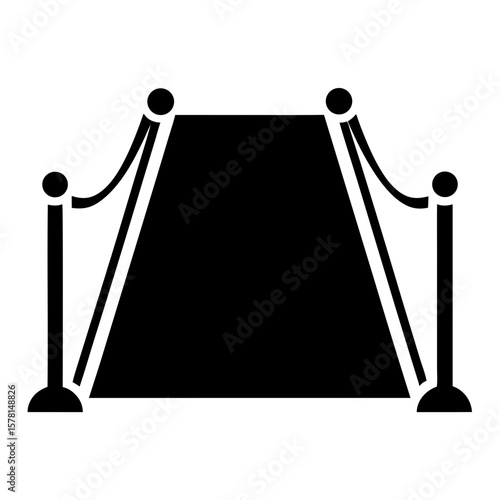 Elegant red carpet entrance with velvet ropes and stanchions illustration