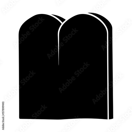 Solid Black Silhouette of Tablets of Stone Religious Symbol Representation