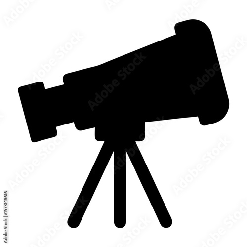 Silhouette of a telescope on a tripod for stargazing and astronomy