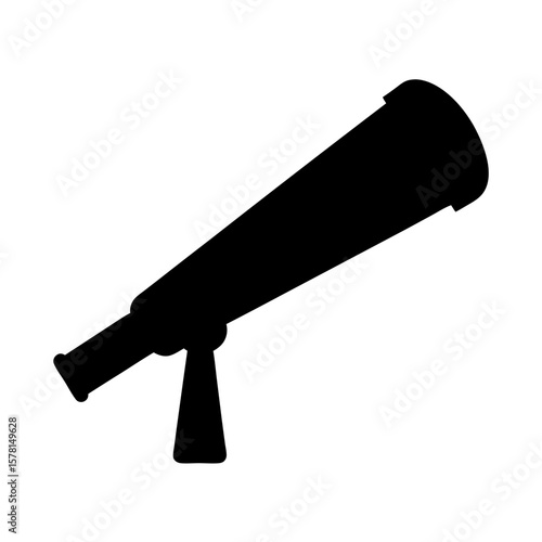 Silhouette of a telescope for astronomy or stargazing on a stand