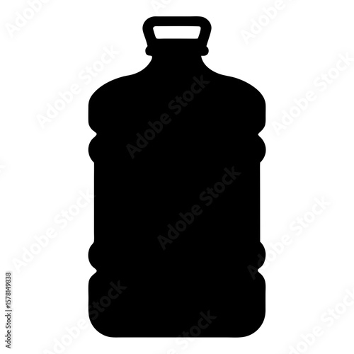 Black silhouette of a large plastic water jug container with a handle