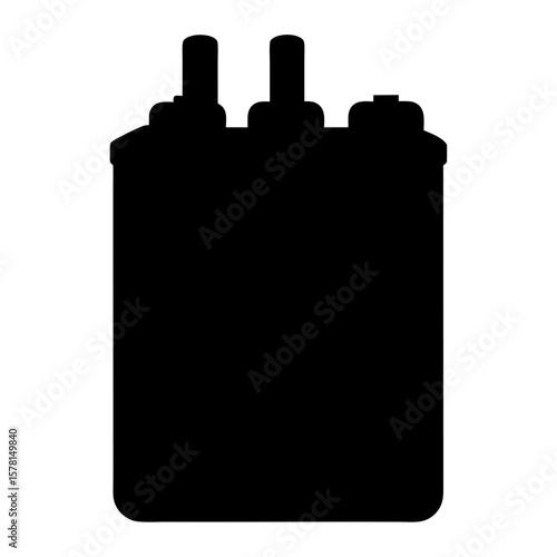 Silhouette of Fuel Tank Icon, A black silhouette of a fuel tank, symbolizing energy, power, and industrial equipment in a simple design.
