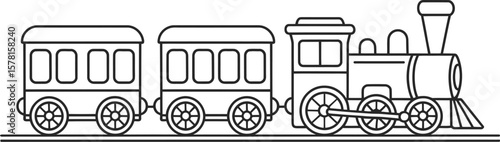 Train coloring page for kids printable steam locomotive drawing outline vector illustration activity sheet vector illustration.