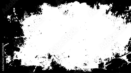 Chaotic Grunge Frame with Splatter Texture Border and Blank Center for Overlay and Background Design
