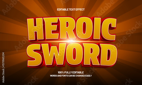 heroic sword editable text effect with a knight and armor text style