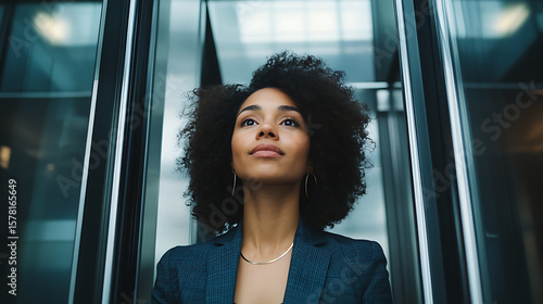  A woman rehearsing her elevator pitch in anticipation of the 'tell-me-about-yourself' question in interview 