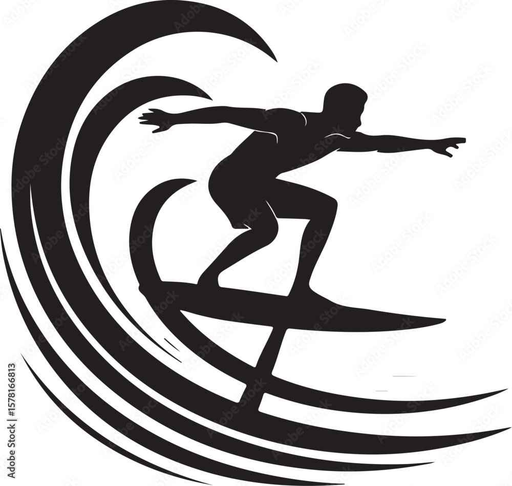 Black and White Surfing Vector Design
Black and White Surfing Vector Design