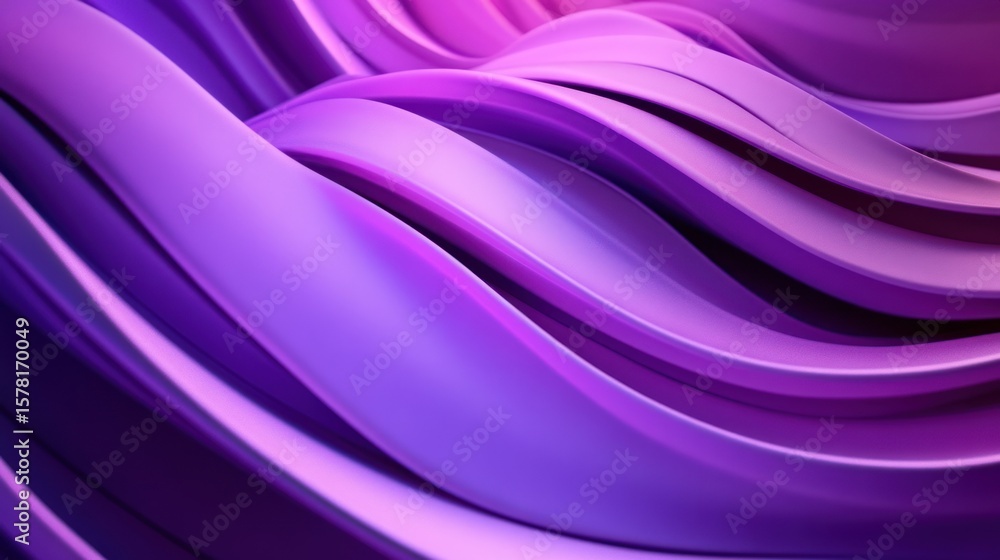 Obraz premium Abstract Purple Waves: A 3D Render of Flowing, Swirling Curves