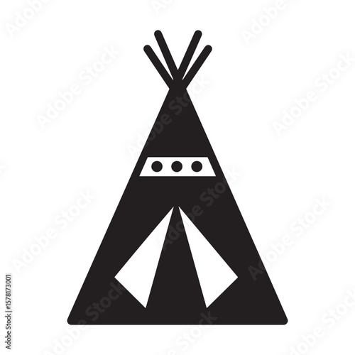 Simple vector illustration of a teepee in black and white for various design purposes