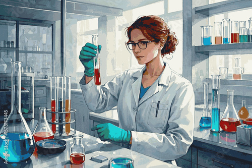 Rational Flow Woman in White Lab isolated watercolor vector illustration svg