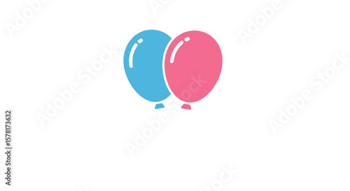 Blue and Pink Balloons Illustration for Celebrations and Gender Reveal