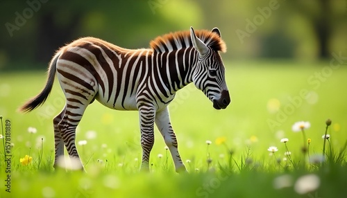 zebra in the green grass