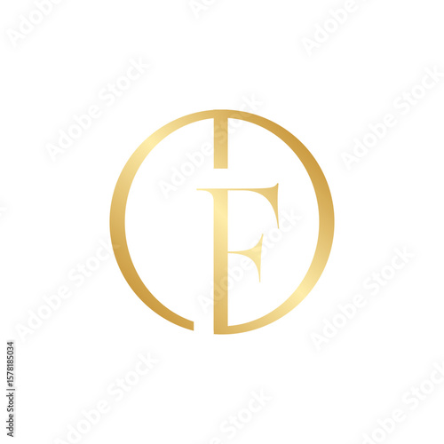 An elegant gold "EF" monogram encased in a circular border, conveying luxury, sophistication, and timeless class